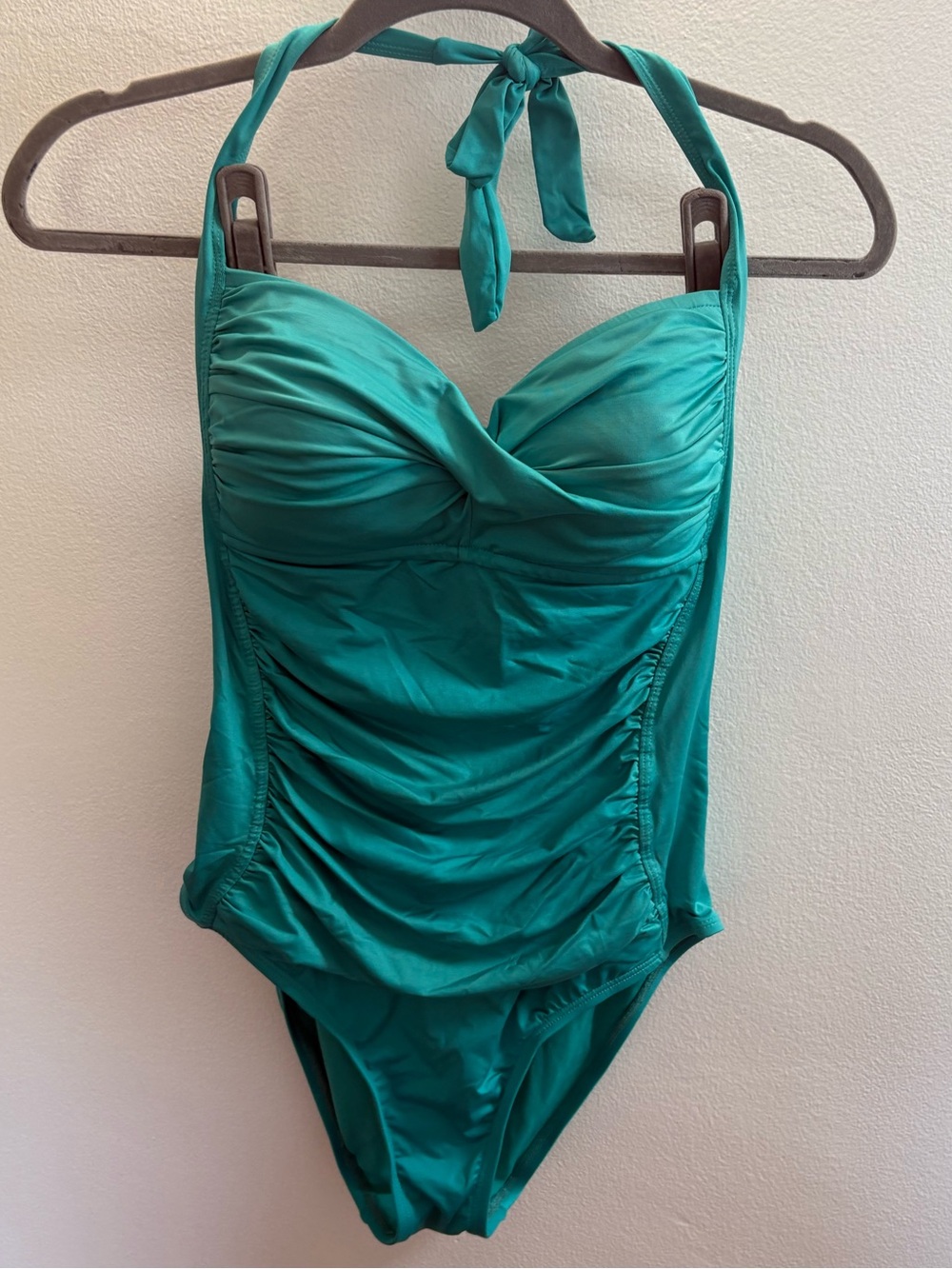 Liz Claiborne Turquoise Blue One Piece Halter Swimsuit 10